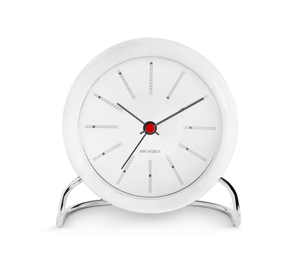 Bankers Analog Electric Tabletop Clock with Alarm, White/Silver