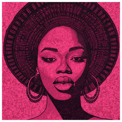Pink Portrait With Hat Bath Mat