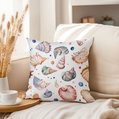 Housse de coussin nautique Beach and Coastal Seashells