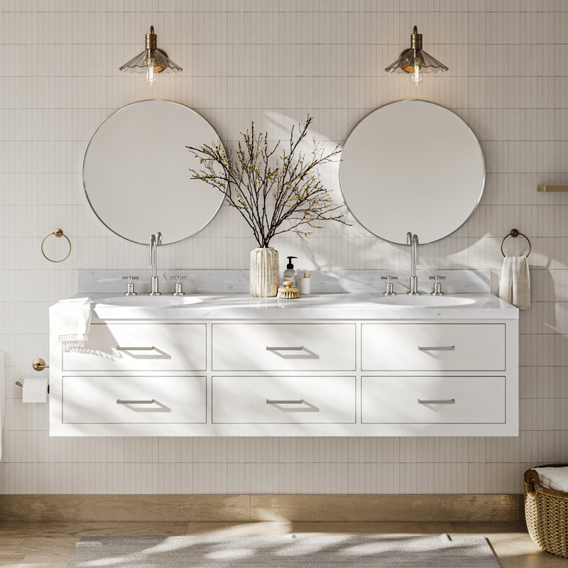 Macmullin 72.25'' W Double Vanity, White, 60"