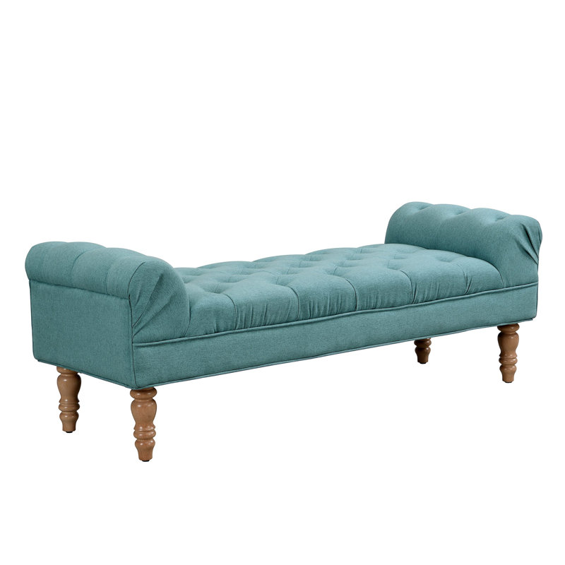Button-Tufted End Of Bed Bench,Large Upholstered Ottoman,Foot Rest With Legs,Footstool With Rolled Arms,Upholstered Fabric Bench,Indoor Bench
