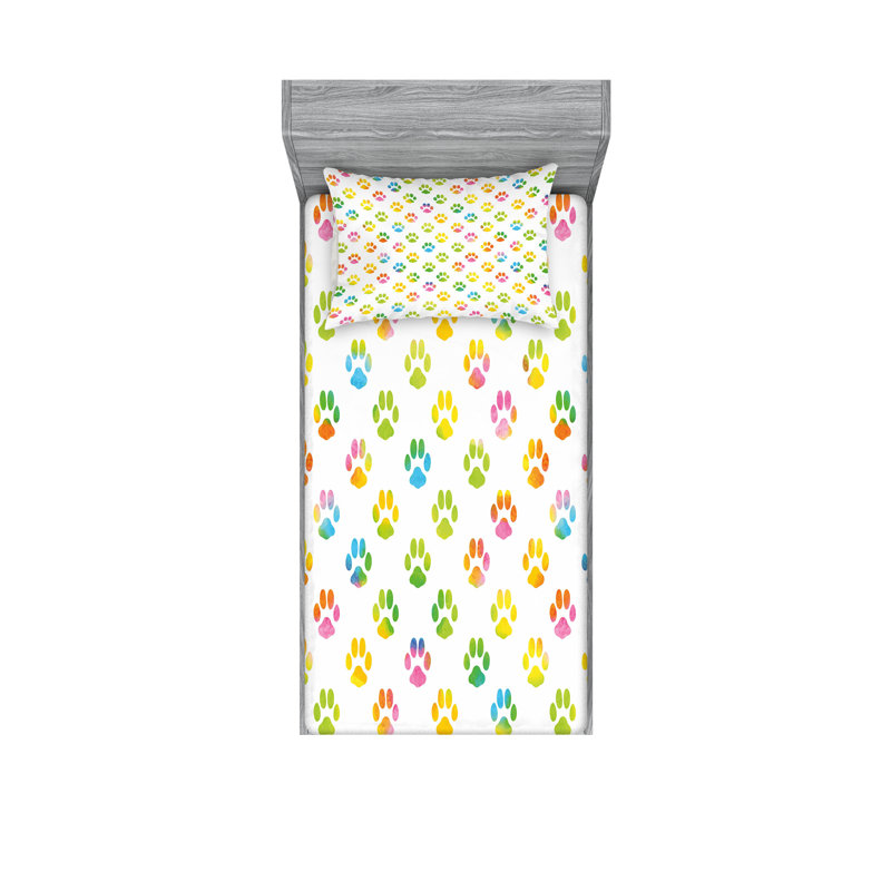 Multicolore drap-housse et coussin décoratif Ambesonne, Ensemble de draps-housses pour lit simple + 2 taie