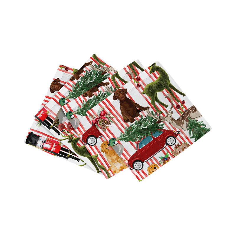 Ultimate Christmas Cotton Sateen Cocktail Napkins, 	Stripe