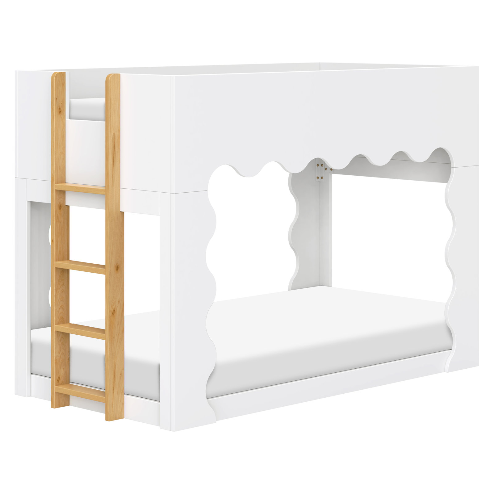 Lido Wave Convertible Low Loft Twin Bed,  White/Honey