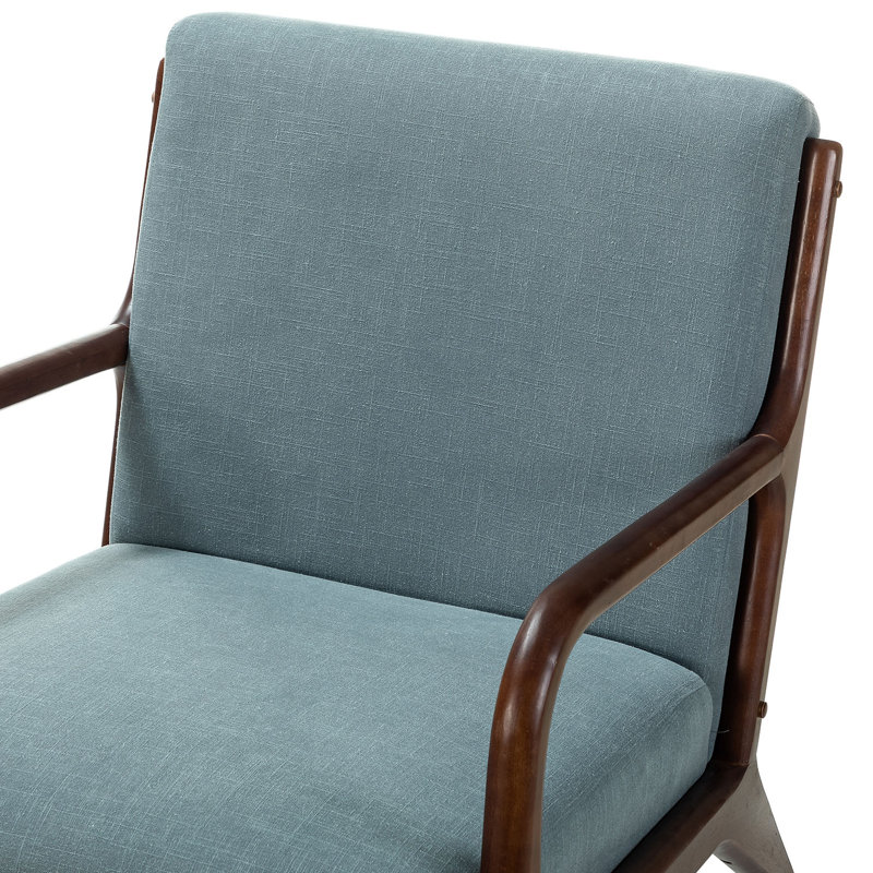Fauteuil Amberly, Mélange de lin bleu, rayonne / viscose
