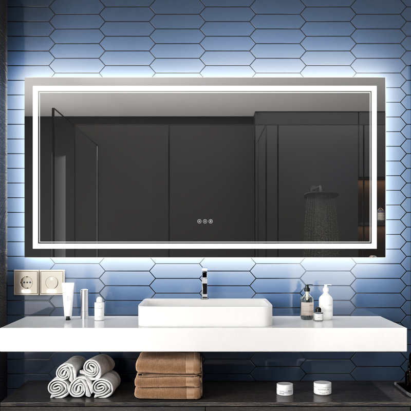 Zheljo Frameless Oversized Lighted Bathroom Mirror Vanity Mirror, 36" H x 72" W