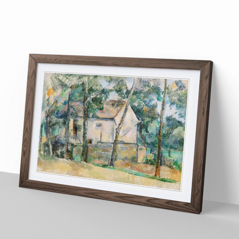 House and Trees by Paul Cezanne - Picture Frame Painting, Walnut Framed, 36cm H x 48cm W x 2cm D