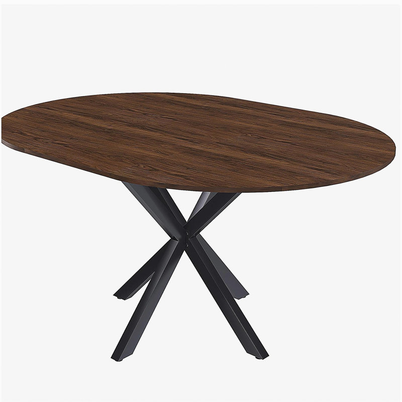 Retractable dining table, round dining table, extendable dining table, 6-person carbon steel base, modern and simple solid wood veneer dining room furniture (42 inches extended to 58 inches)