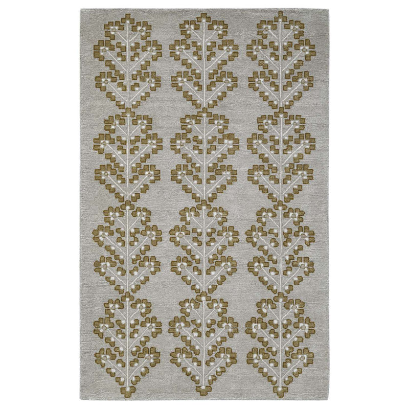 Verdant Rug: Decorator Hand Knotted Rug in Natural/Yellow, Rectange 5' x 8'