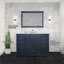 Meuble-lavabo simple bleu marine 48 po X P 22 po D, dessus en marbre de Carrare et ensemble de robinet