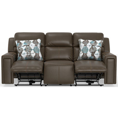 Hartt Italian Leather Match Zero Gravity Power Reclining Sofa with Power Adjustable Headrest and Extra Extension Footrest