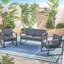 Chat rouille en aluminium 3 pièces gris foncé - Patio et cour arrière et 2 fauteuils club avec coussins