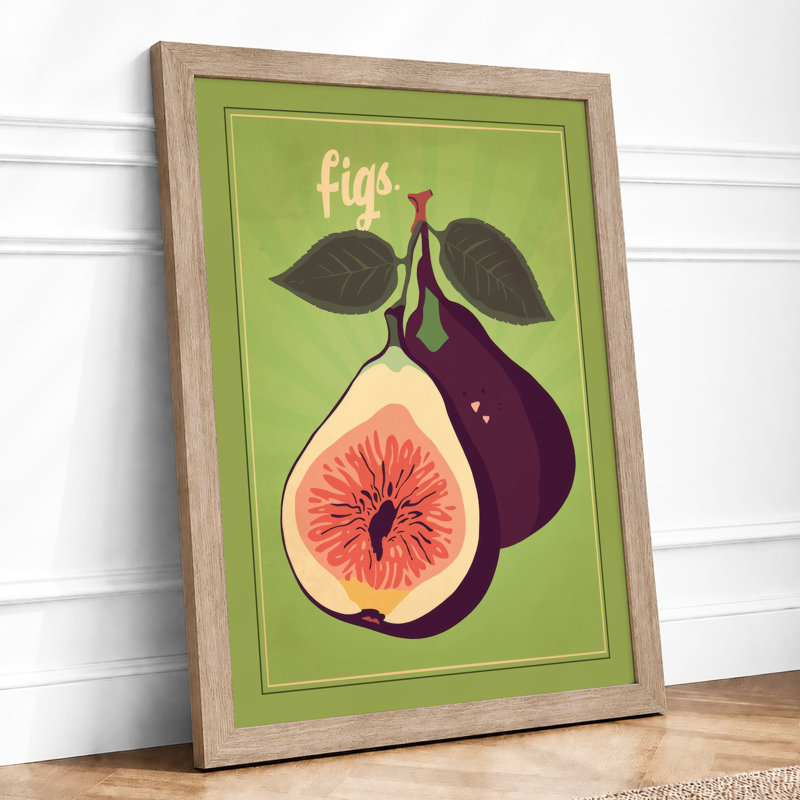 Figs in Lime Botanical - Framed Print, Oak, A3 - 42.0 x 29.7 cm