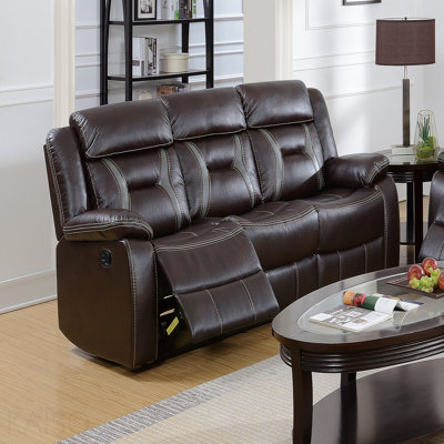 Modern Console Motion Sofa 1pc Cup Holders Storage Dark Rosy Brown Finish Primary Room Furniture