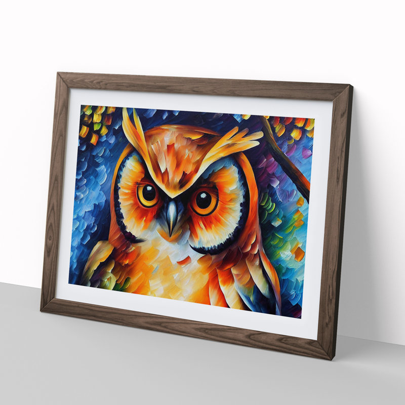 Long Eared Owl Vol.1 Abstract 1 Piece Single Picture Frame Wall Art, 25cm H x 34cm W, Brown