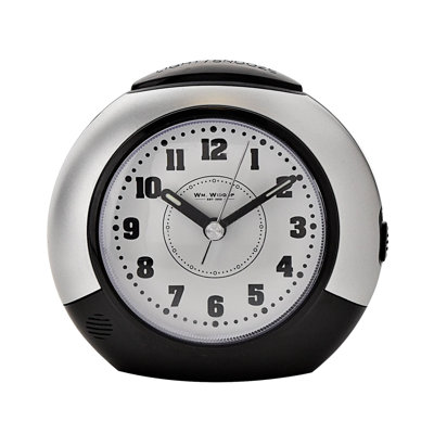 Analogue Alarm Tabletop Clock in Black/Silver