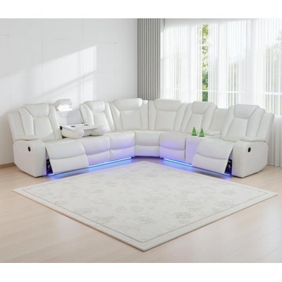 Jessmeet 3-Piece Power Reclining Home Theater Sectional Set with Wireless Charging, Reading Lights & LED Lighting