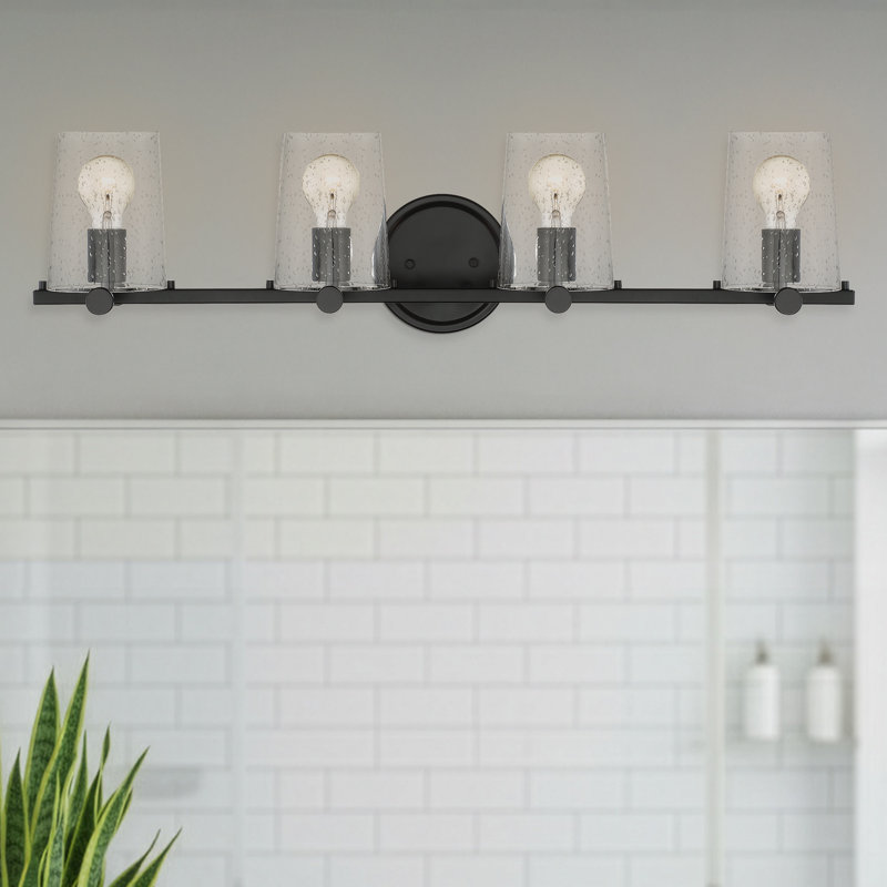 Éclairage pour meuble-lavabo 4 lumières Lingle, Noir mat