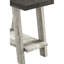 Table d'appoint en noyer patiné et gris avec plateau rectangulaire en bois multicolore