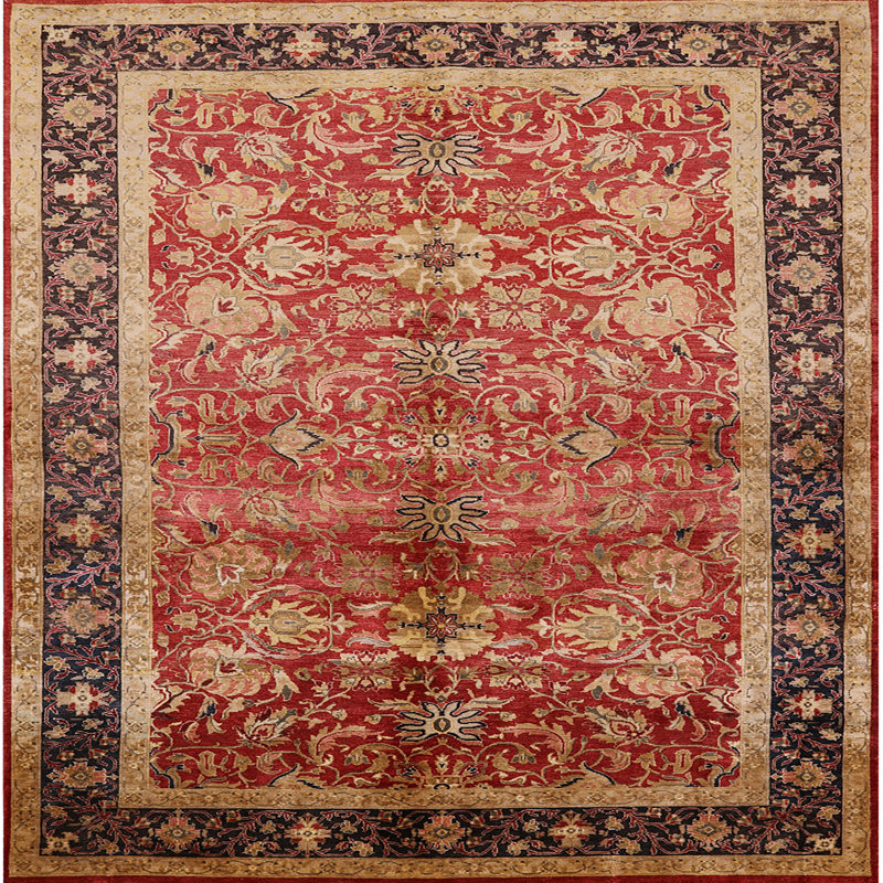 Tapis oriental brun / rouge Rawald, Carré 8 pi