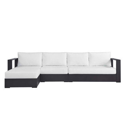Modway Tahoe Outdoor Patio Powder-Coated Aluminum 3-Piece Left-Facing Chaise Sectional Sofa Set