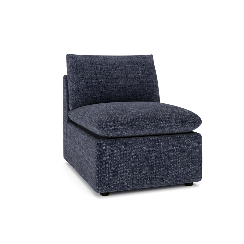 Fauteuil modulaire rembourré Kallie, Chenille performance indigo Nomad