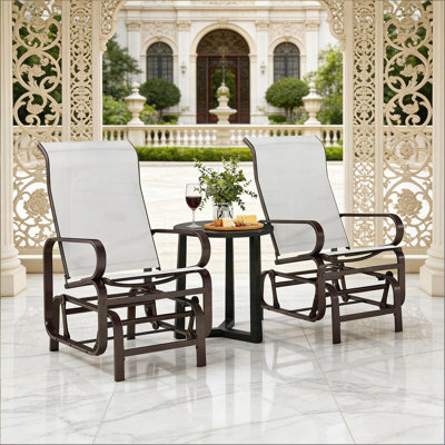 Ensemble de 2 chaises berçantes d'extérieur, chaise longue coulissante confortable pour la détente et le confort dans votre patio ou jardin
