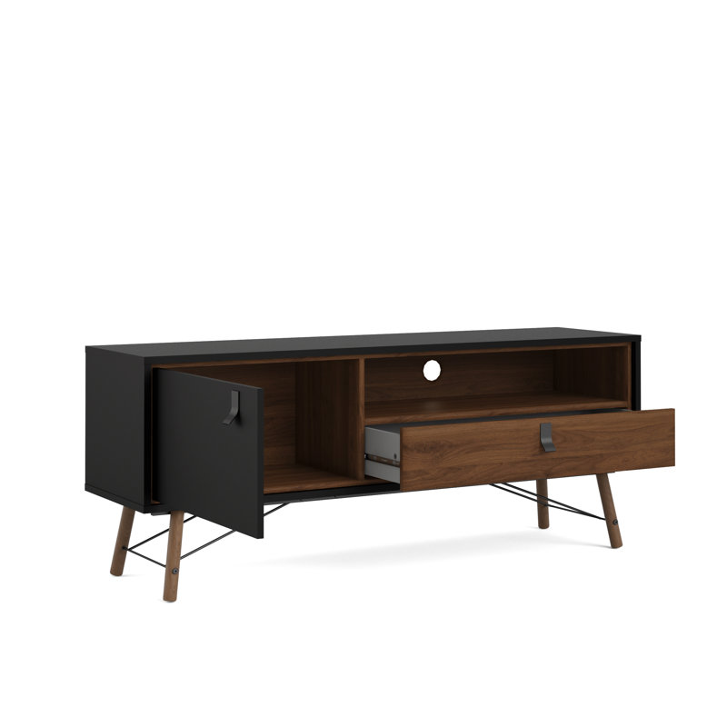 Rodger Unfinished TV Stand, Black Matte/Walnut