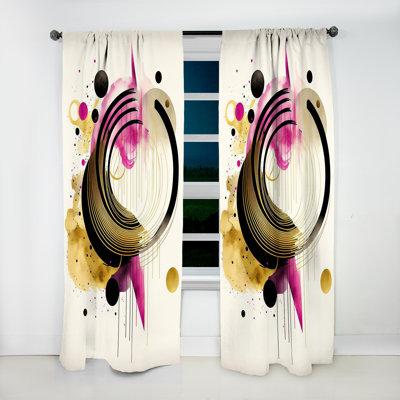 Aric - Colorful Circular Abstract III - Modern Curtain - Velvet Room Darkening - 1 panel