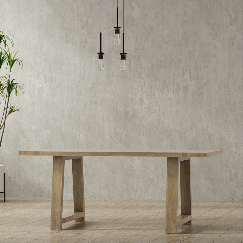 Table de salle à manger Whitley de style ferme en manguier, large de 183 cm, fini gris délavé
