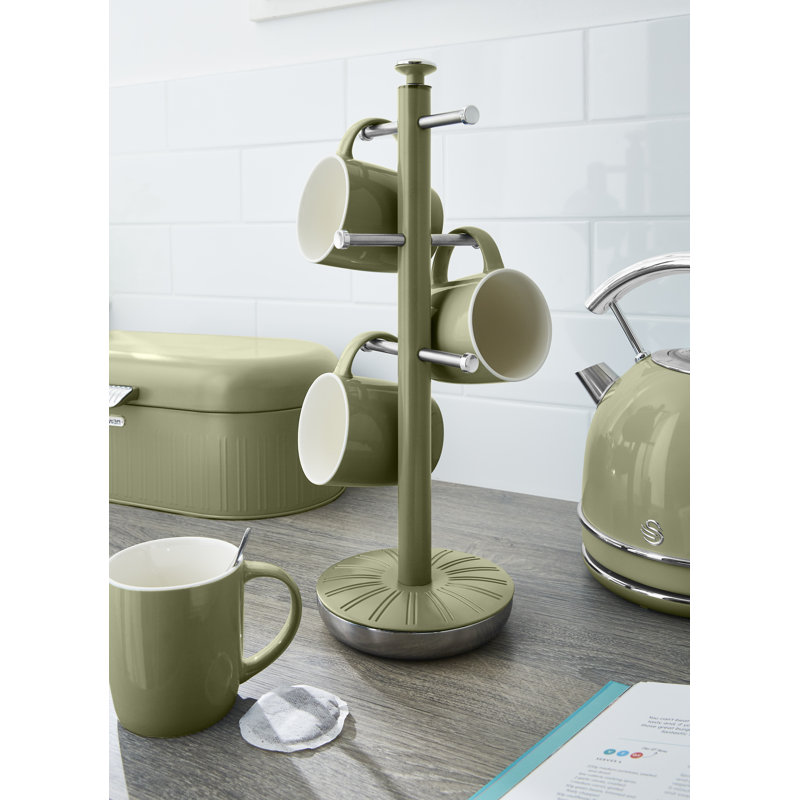 Swan Retro Towel Pole and Mug Tree, Green