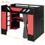 Lit mezzanine en bois avec rideaux à tablettes et lumières RVB-407376538