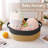 Small Woven Rope Storage Basket With Handles & Ribbon Bag – Black/jute