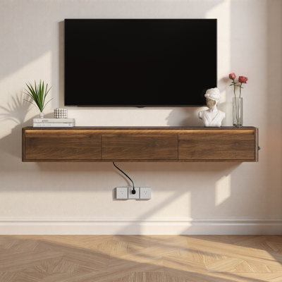 Tablette flottante pour téléviseur avec lumières DEL au design moderne pour le salon