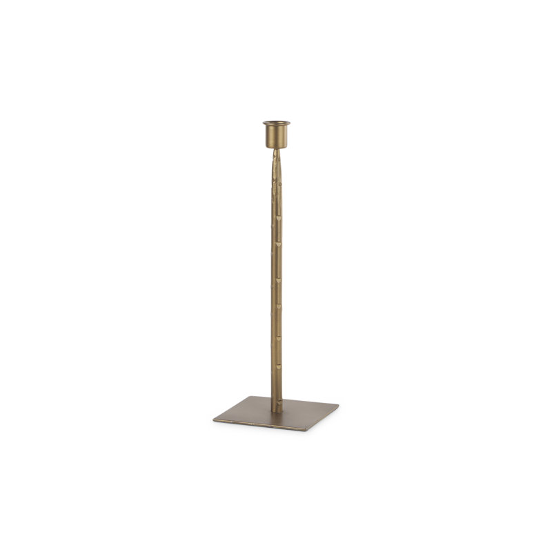 Metal Candlestick, 12'' H x 4.5'' W x 4.5'' D, Gold