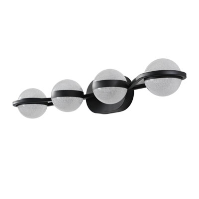 Applique murale moderne 30 po à DEL pour salle de bain avec abat-jour en cristal sable et acrylique - applique murale 4 lumières pour miroir et salle d'eau