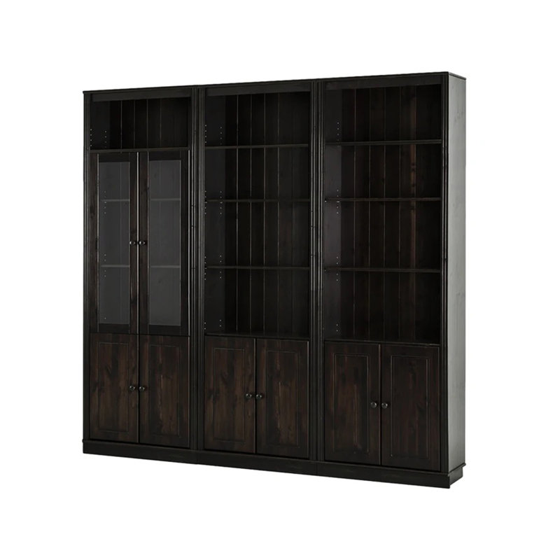 Demaurie 223cm H x 296cm W Library Bookcase Bookcase, Black