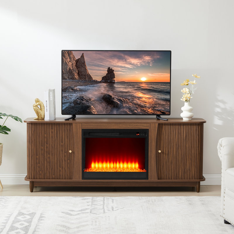 Console multimédia 62,99 po avec foyer électrique, Naturel, Oui
