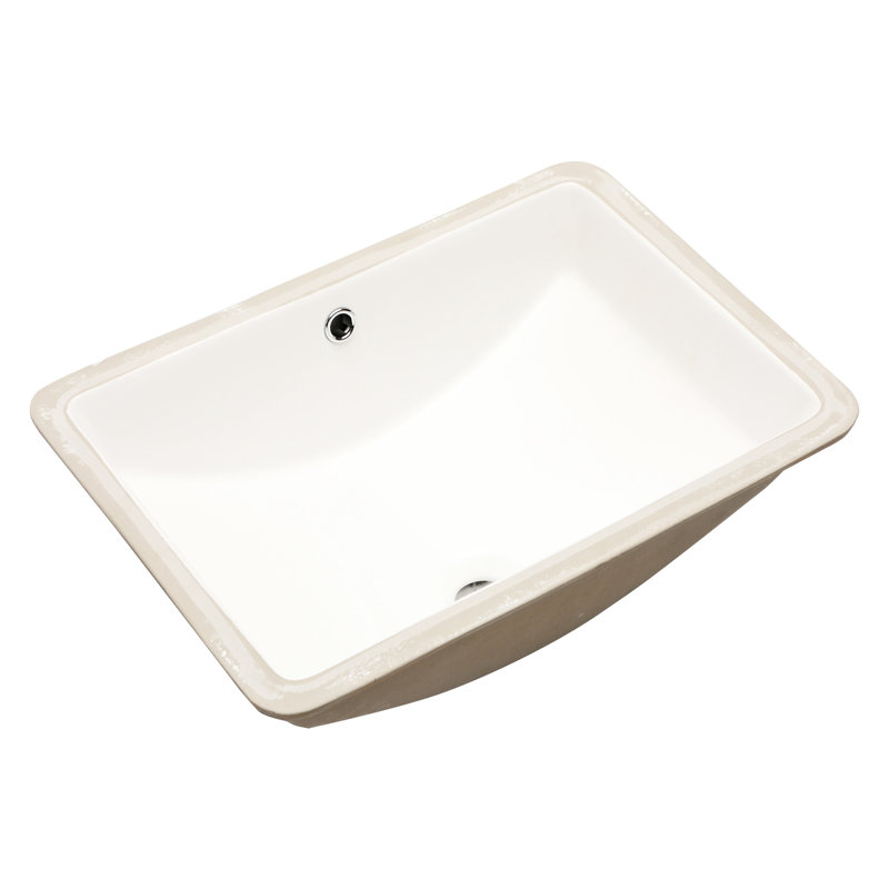 Évier encastré en céramique blanche avec trop-plein - 19,67 po x 15 po, teint, pour salle de bain moderne 19,67 po x 15 po x 7,6 po, remodelage