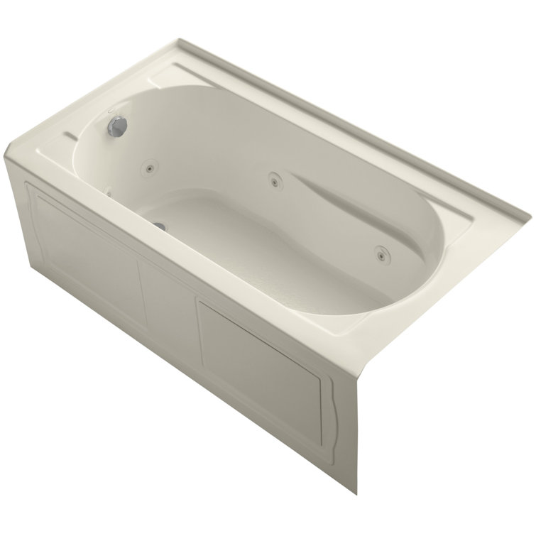 Devonshire Alcove Whirlpool Bath with Integral Apron, Tile Flange, Left-Hand Drain and Bask Heated Surface