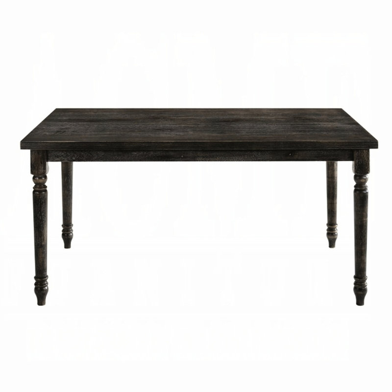 Table rectangulaire grise patinée pour la salle à manger, pouvant accueillir 6 personnes avec une base stable