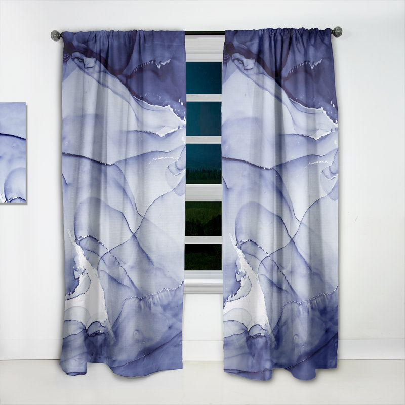 Vagues d'art bleu foncé foncé - Rideau abstrait - Velours obscurcissant - 1 panneau, L 52 po x L 95 po