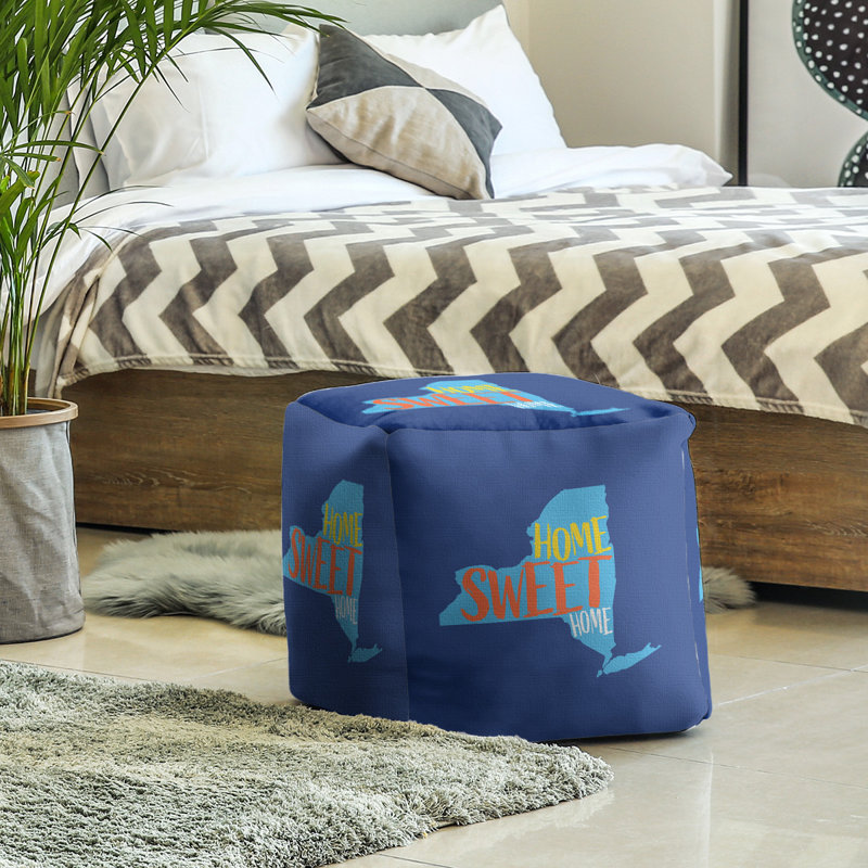 Repose-pieds cube new york home, Bleu marine
