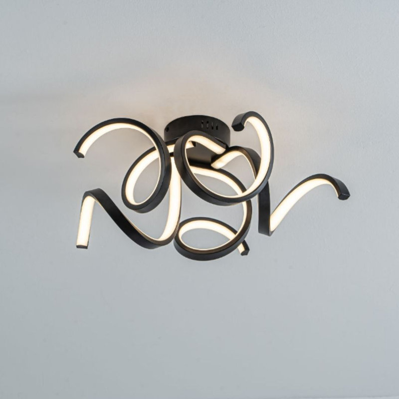 LED Semi Flush Mount, 19.5cm H x 50cm W x 50cm D, Matte Black