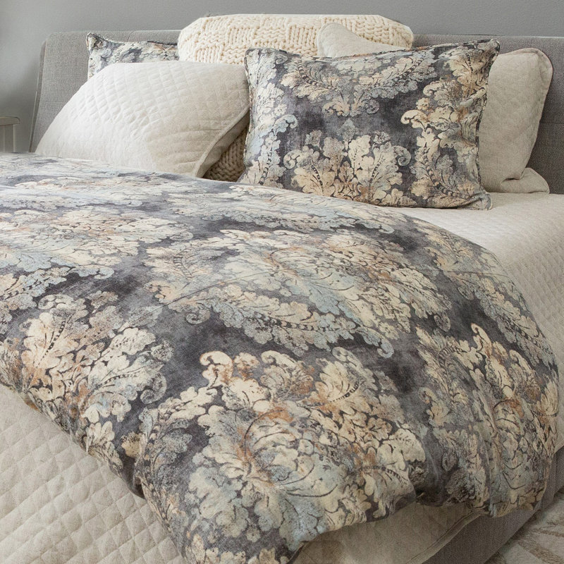 Victoria Queen Smoky Damask Cotton 3-Piece Bedspread Set