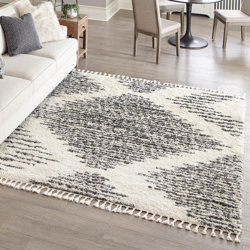 Tapis gris / blanc Rodney, Carré 10 pi