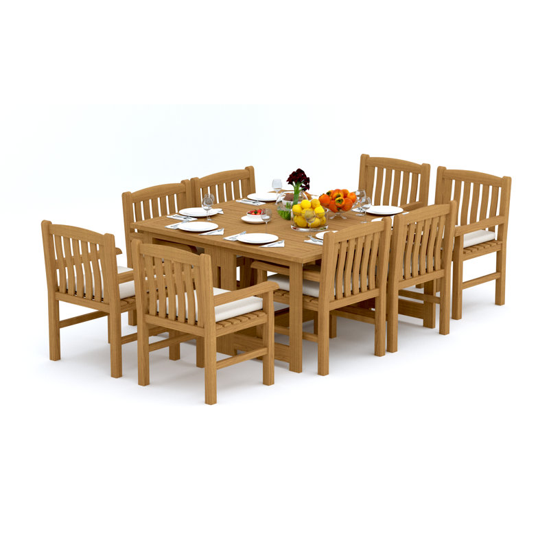 Devon 8 - Person Teak Wood Patio Dining Set with Square Table