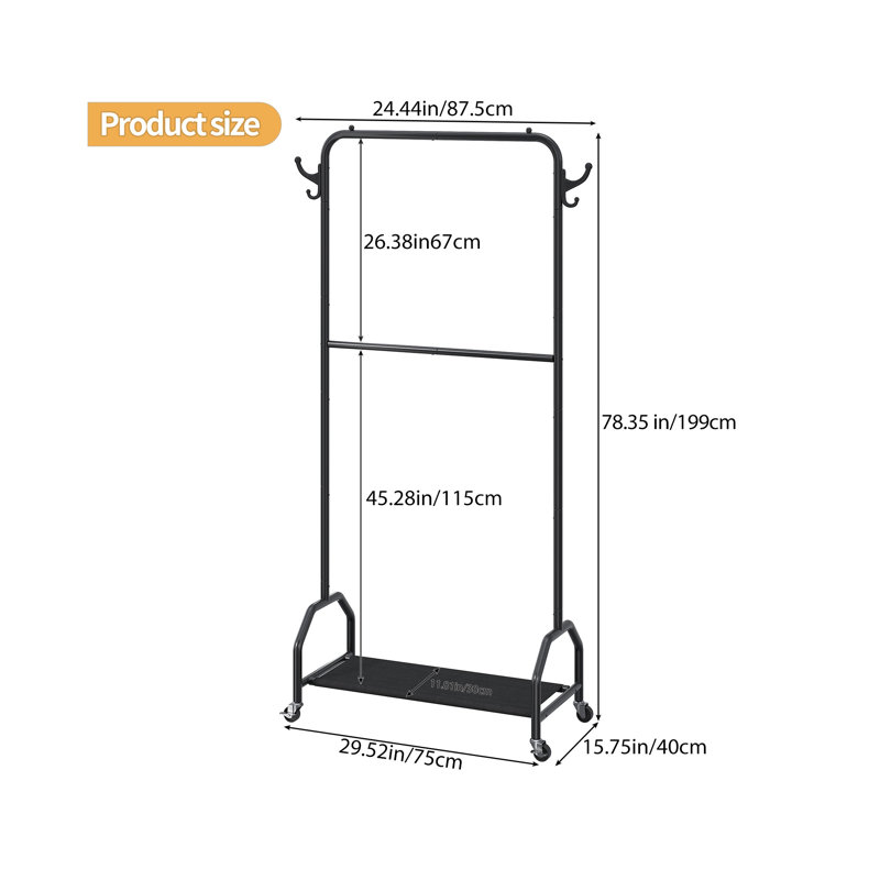 Freestanding 4 - Hook Coat Rack, single layer