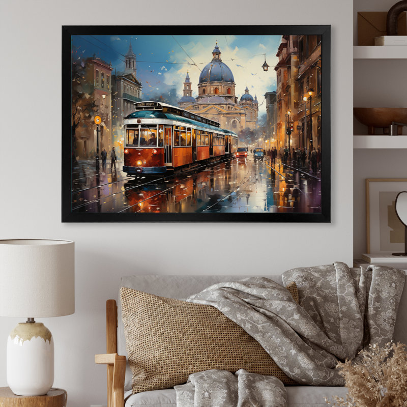 «Italy Florentine Streets - Cityscapes», reproduction d'art sur toile, Cadre flottant noir, 30" H x 40" W