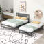 Lit plateforme ajustable gigogne double gris clair
